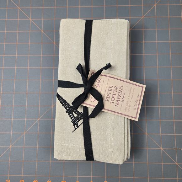 NWT Sur la Table Set of 4 Embroidered Eiffel Tower Paris Napkins Cotton 19 inch - Picture 8 of 8